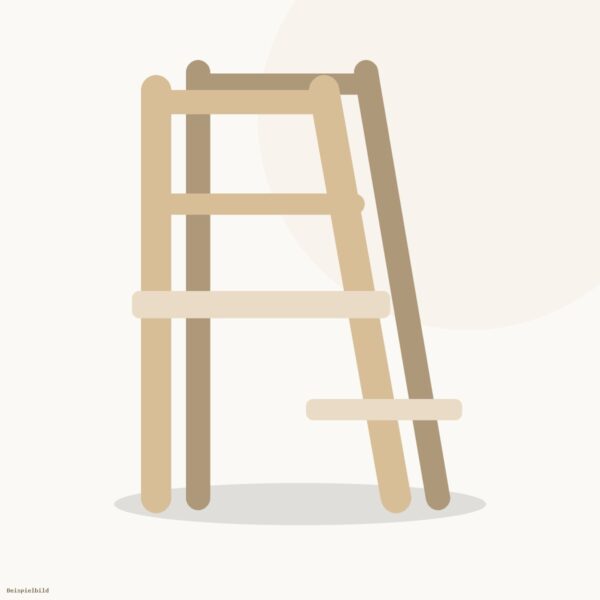 Klappbarer Lernturm STEP'n'FOLD aus Birkensperrholz an der Küchenarbeitsplatte